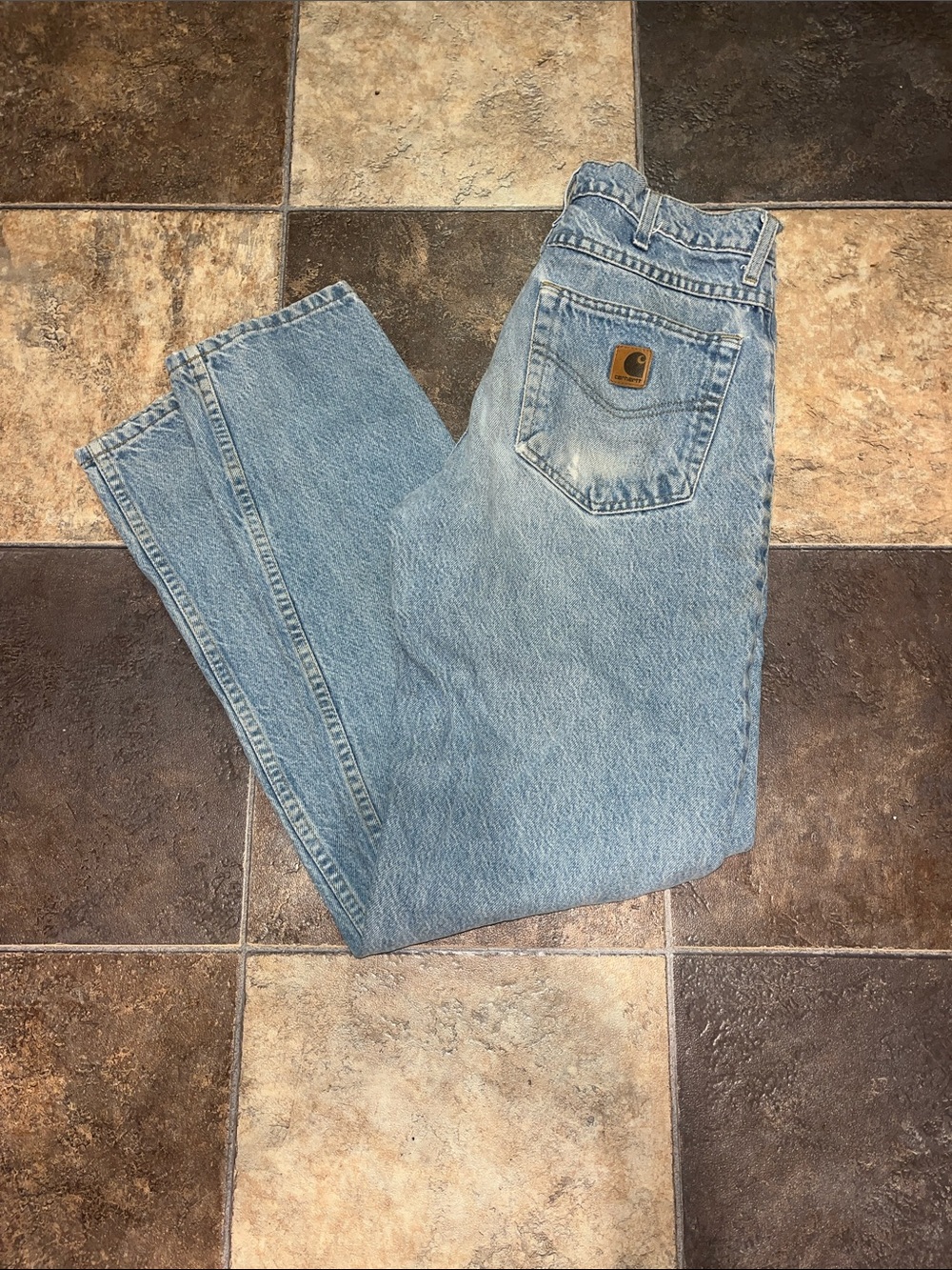 Vintage made in USA Carhartt Men’s Light Wash Straight Leg Jeans